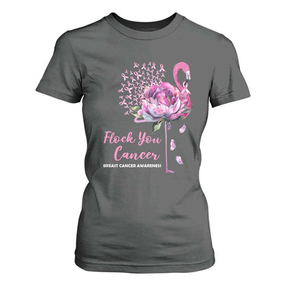 Pink Ribbon Flamingo Breast Cancer Support T Shirt For Women Fight Cancer Awareness