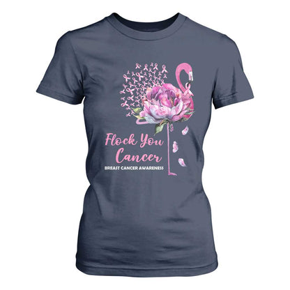 Pink Ribbon Flamingo Breast Cancer Support T Shirt For Women Fight Cancer Awareness