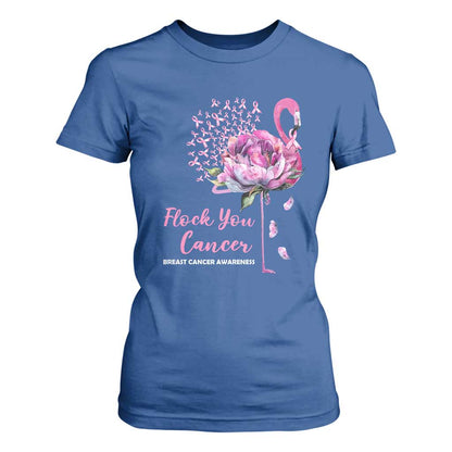 Pink Ribbon Flamingo Breast Cancer Support T Shirt For Women Fight Cancer Awareness