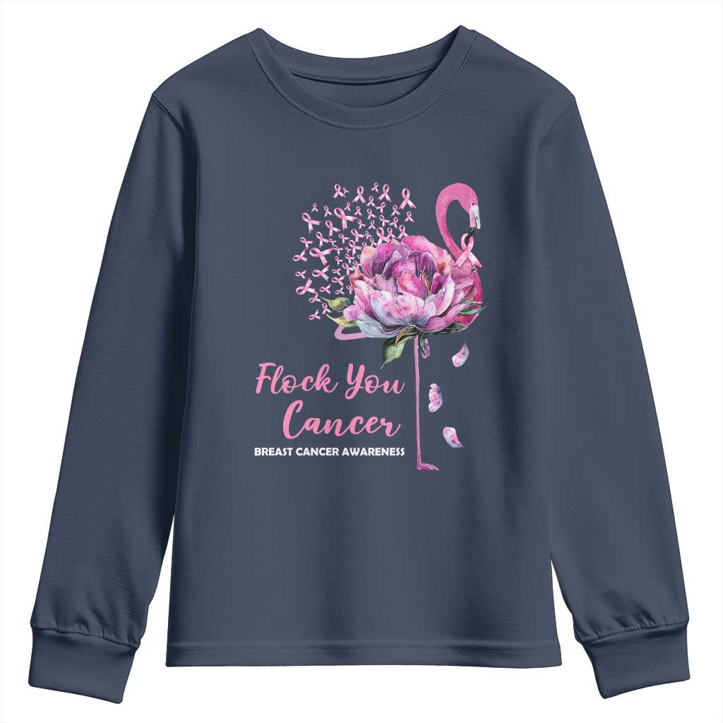 Pink Ribbon Flamingo Breast Cancer Support Youth Sweatshirt Fight Cancer Awareness