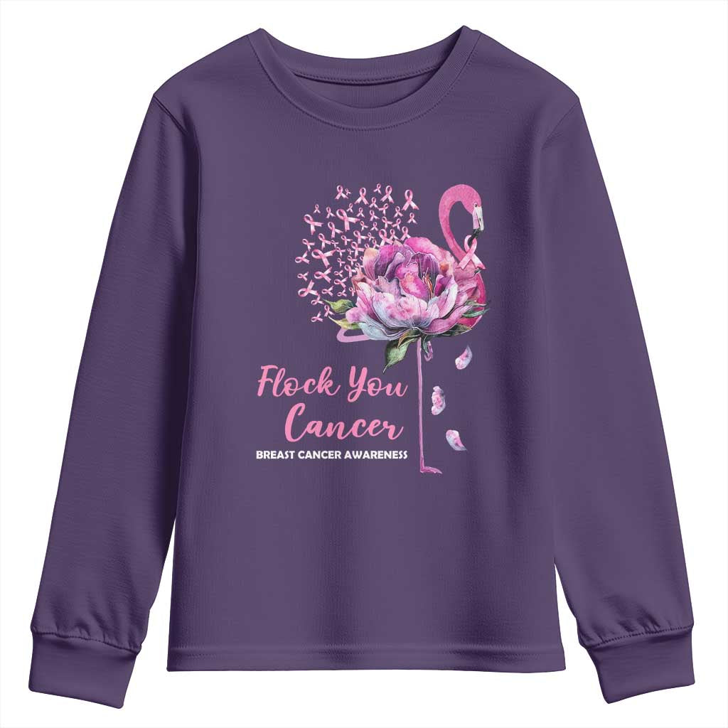 Pink Ribbon Flamingo Breast Cancer Support Youth Sweatshirt Fight Cancer Awareness