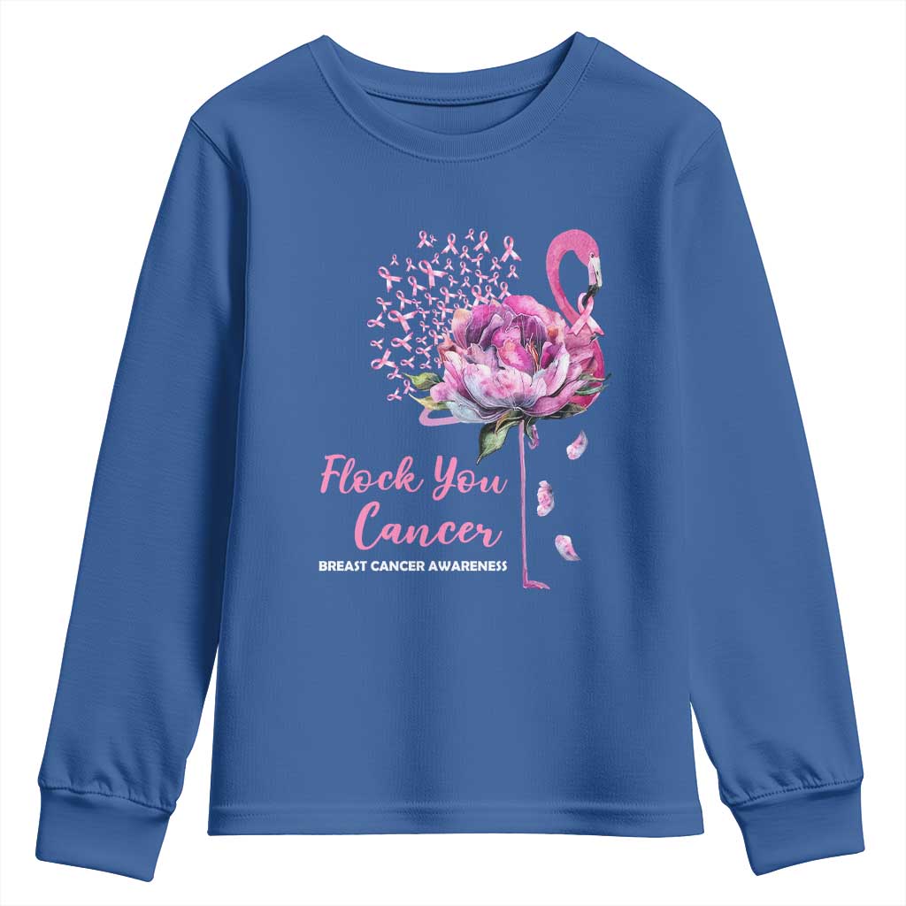 Pink Ribbon Flamingo Breast Cancer Support Youth Sweatshirt Fight Cancer Awareness