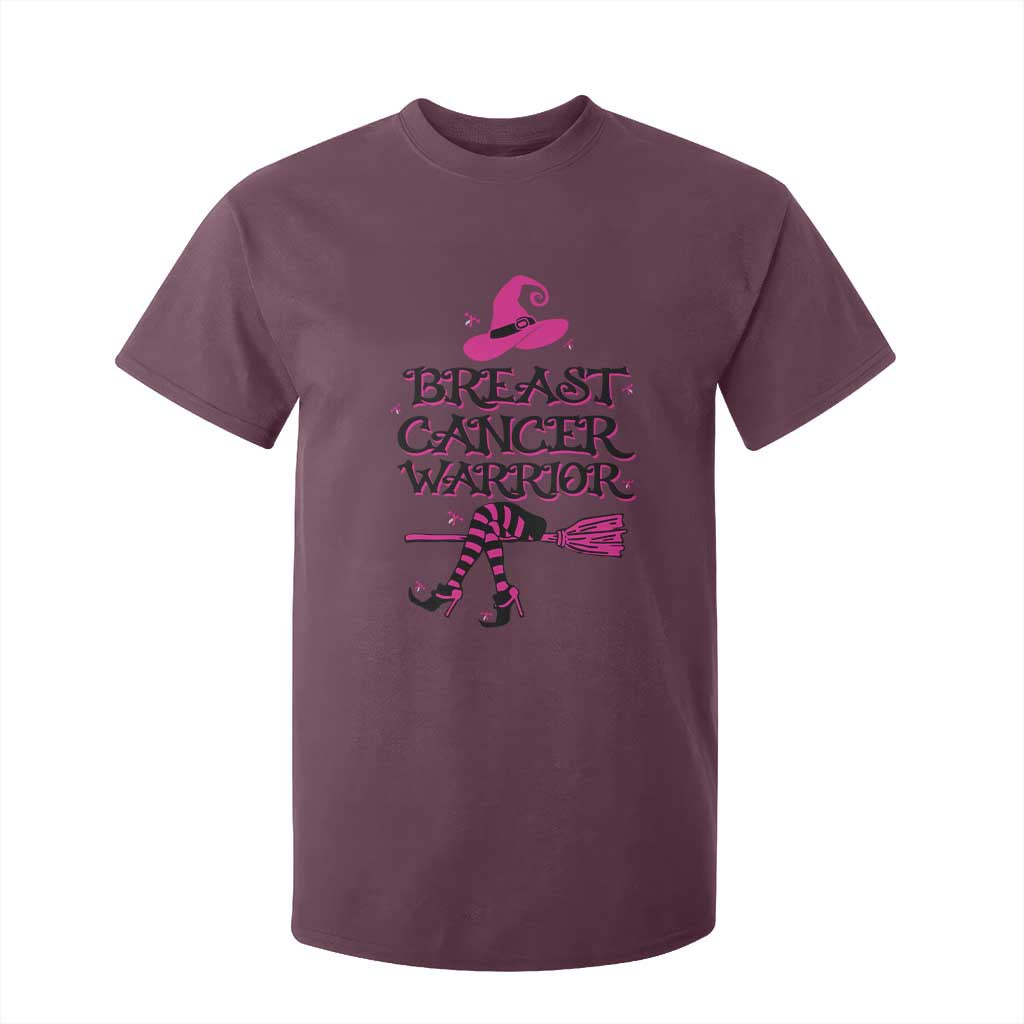 Breast Cancer Warrior Witch T Shirt For Kid Pink Ribbon Hat Shoes Witchy Vibe