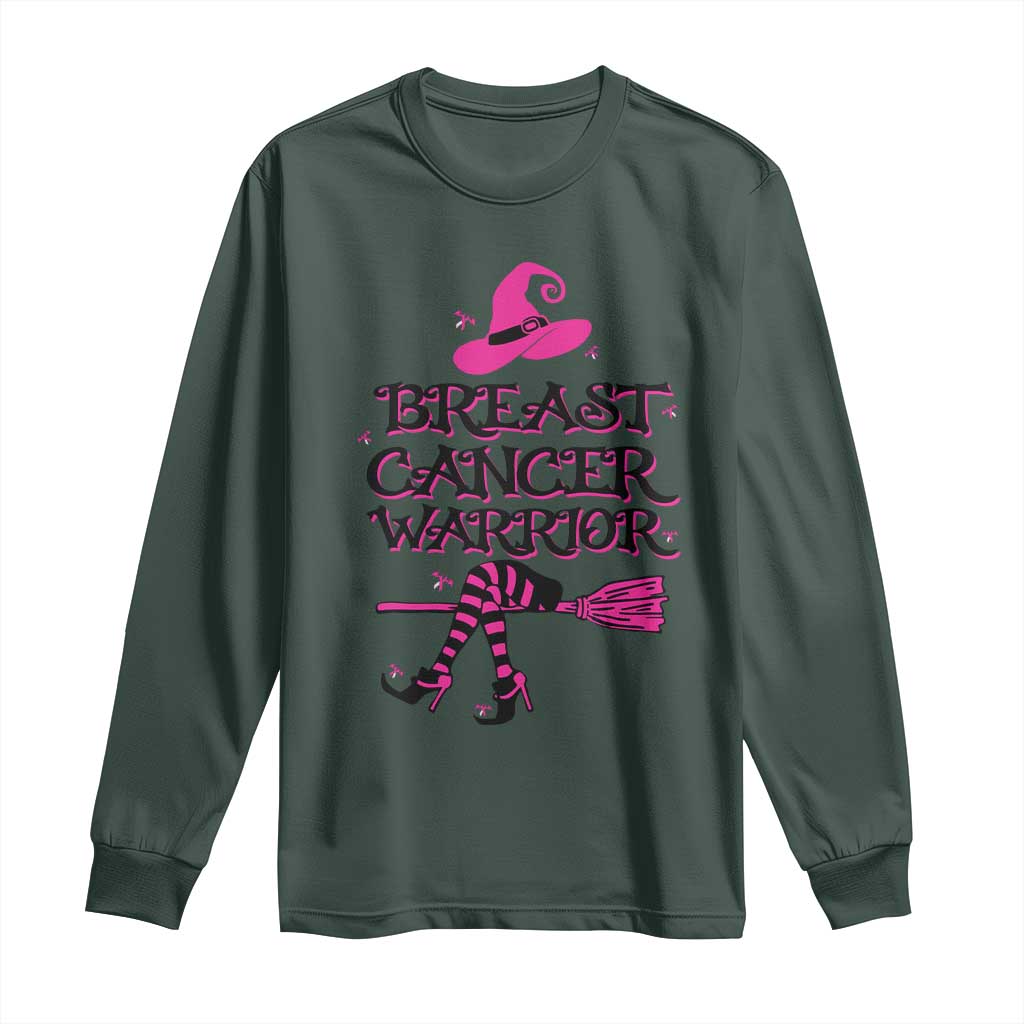 Breast Cancer Warrior Witch Long Sleeve Shirt Pink Ribbon Hat Shoes Witchy Vibe