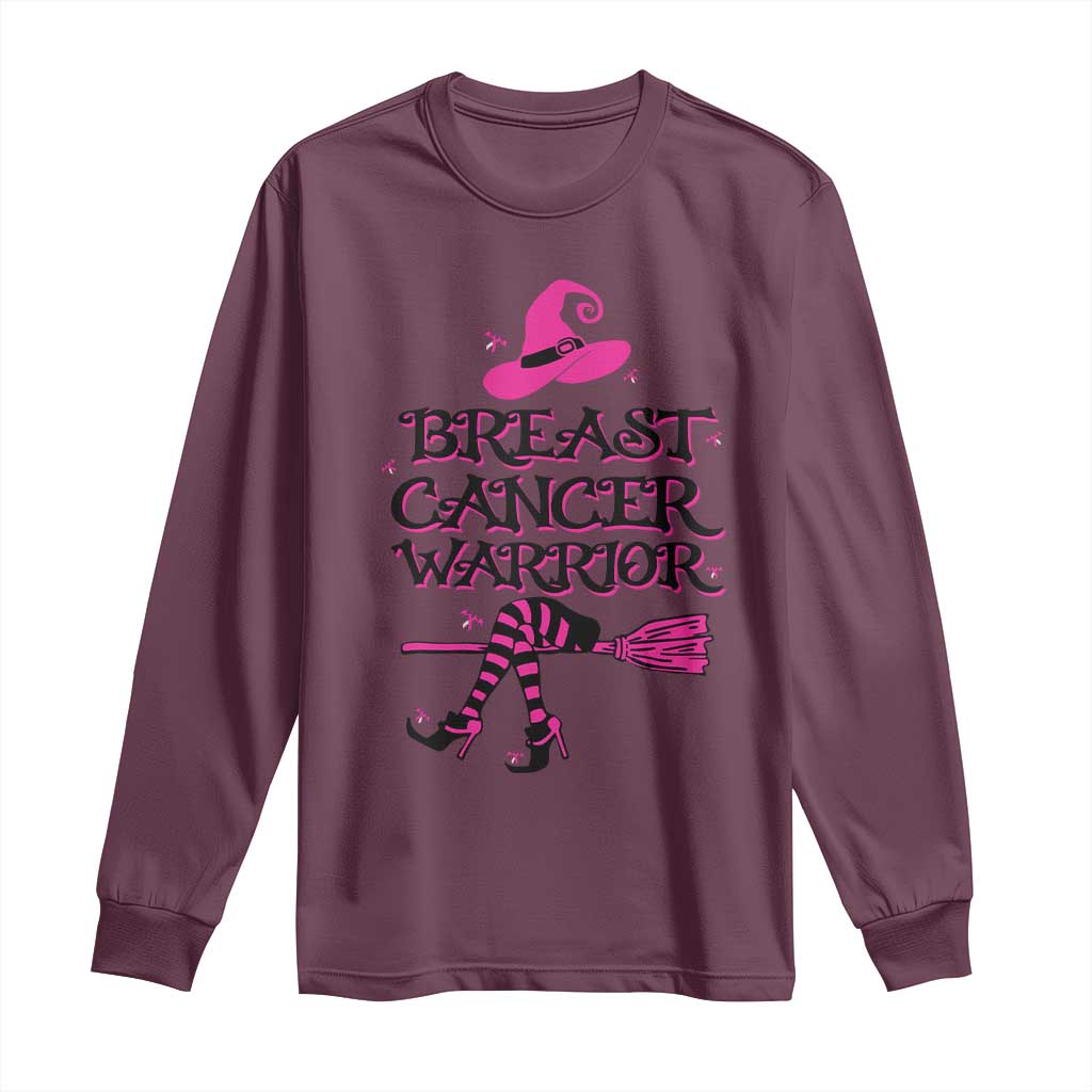 Breast Cancer Warrior Witch Long Sleeve Shirt Pink Ribbon Hat Shoes Witchy Vibe