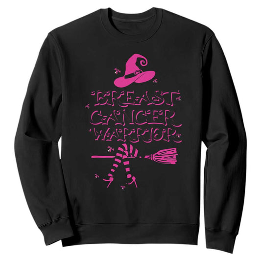 Breast Cancer Warrior Witch Sweatshirt Pink Ribbon Hat Shoes Witchy Vibe