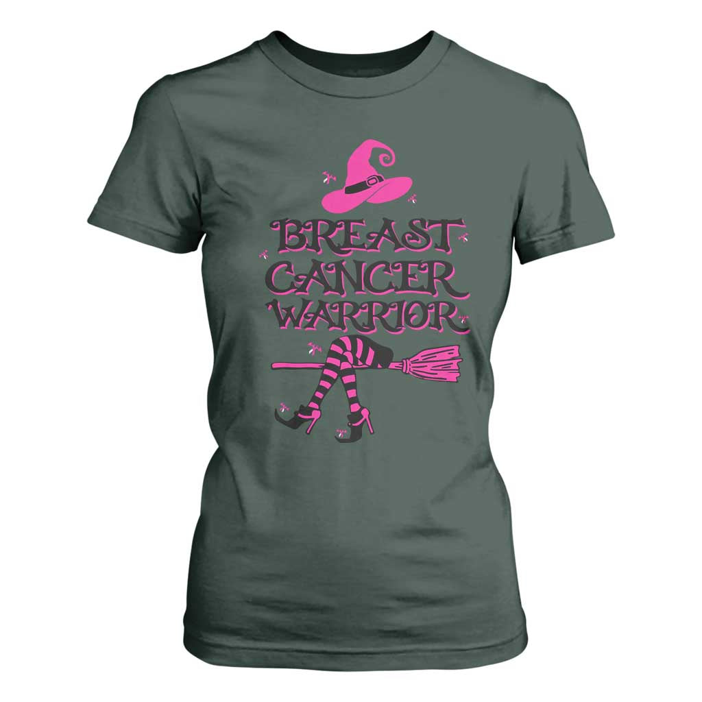 Breast Cancer Warrior Witch T Shirt For Women Pink Ribbon Hat Shoes Witchy Vibe