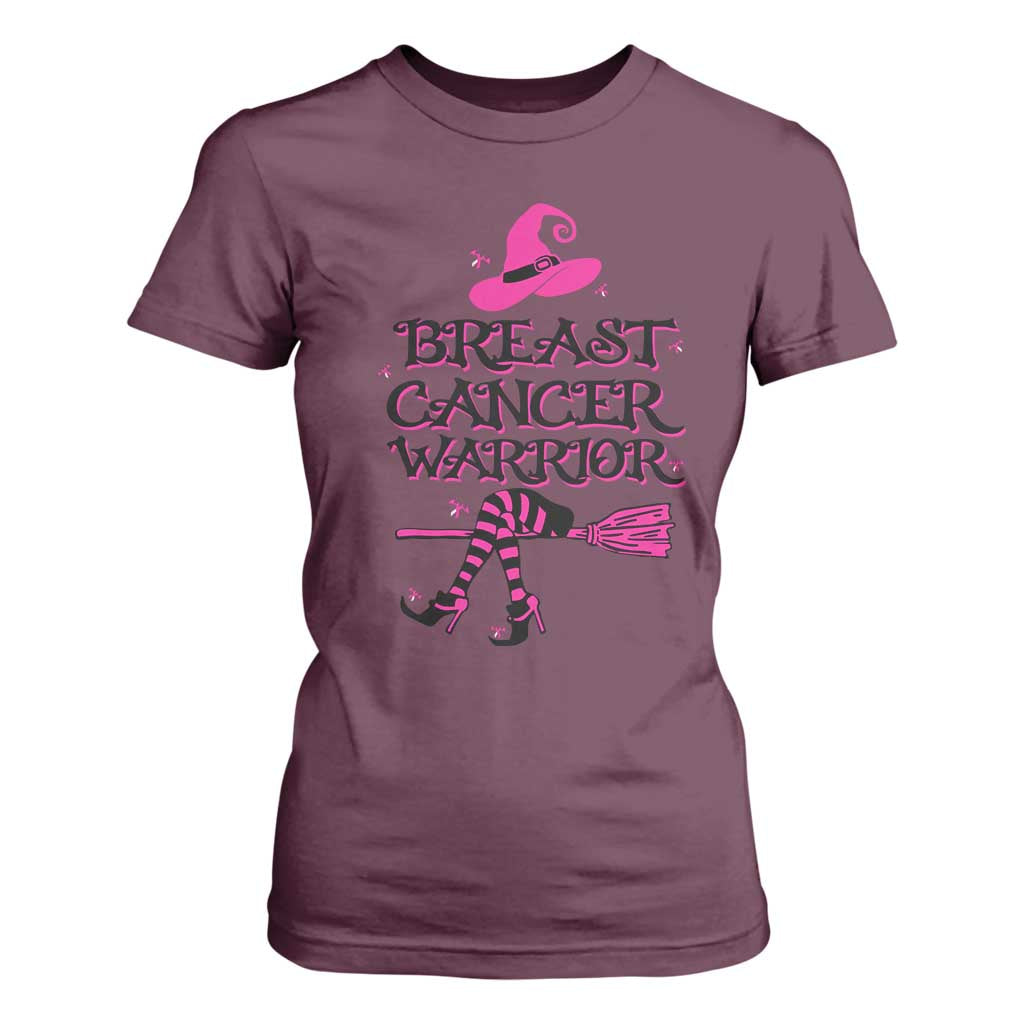 Breast Cancer Warrior Witch T Shirt For Women Pink Ribbon Hat Shoes Witchy Vibe