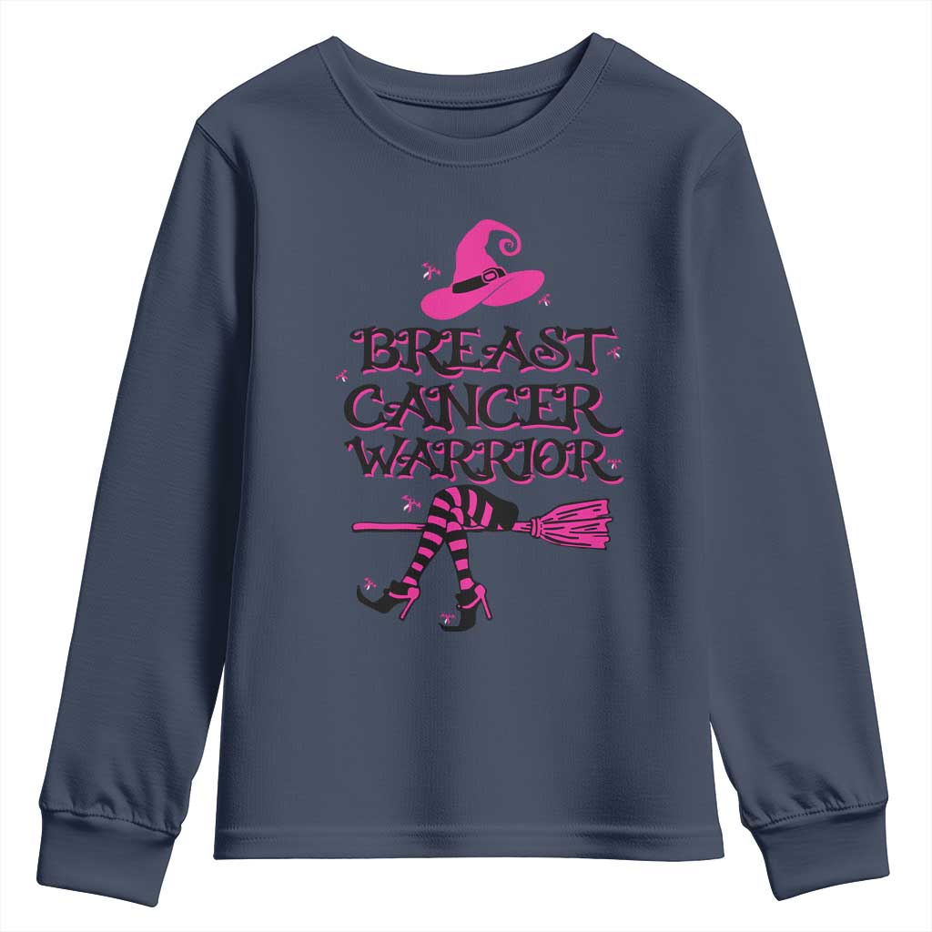 Breast Cancer Warrior Witch Youth Sweatshirt Pink Ribbon Hat Shoes Witchy Vibe