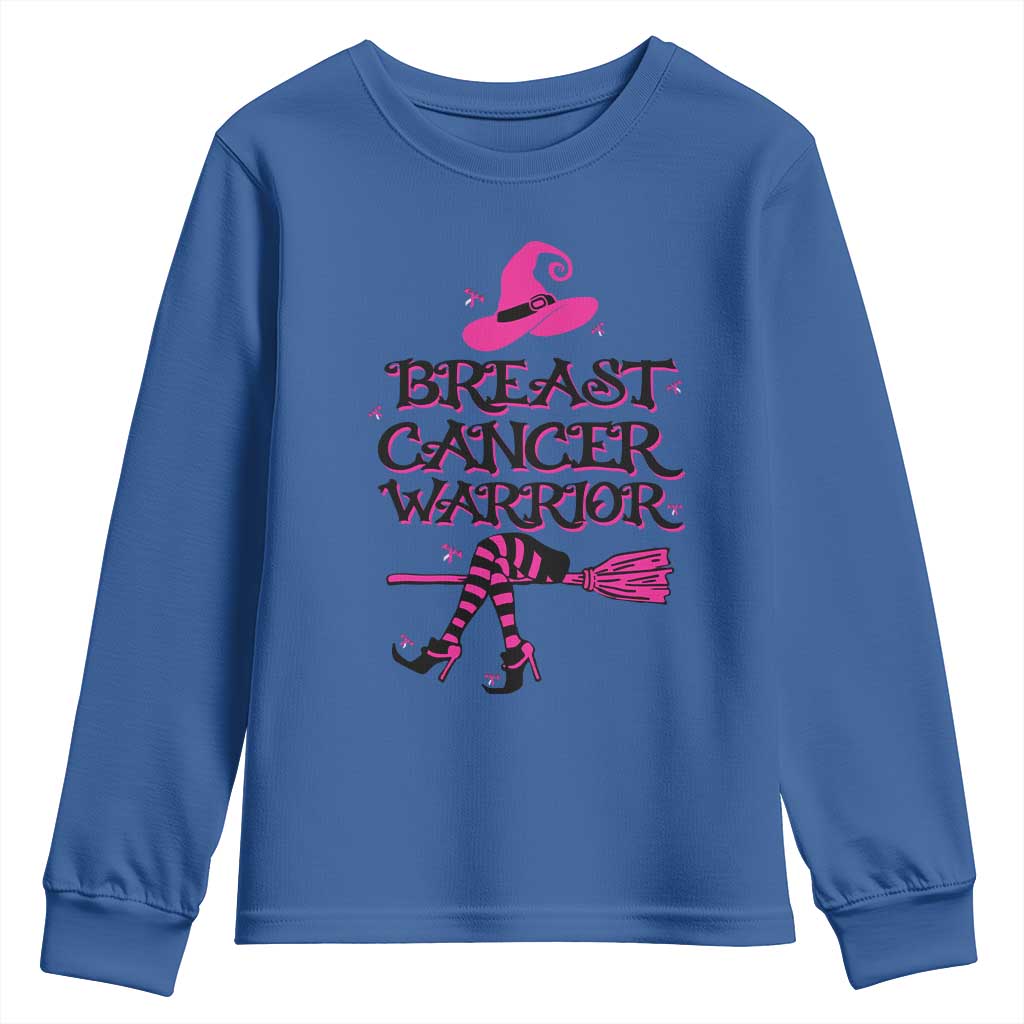Breast Cancer Warrior Witch Youth Sweatshirt Pink Ribbon Hat Shoes Witchy Vibe