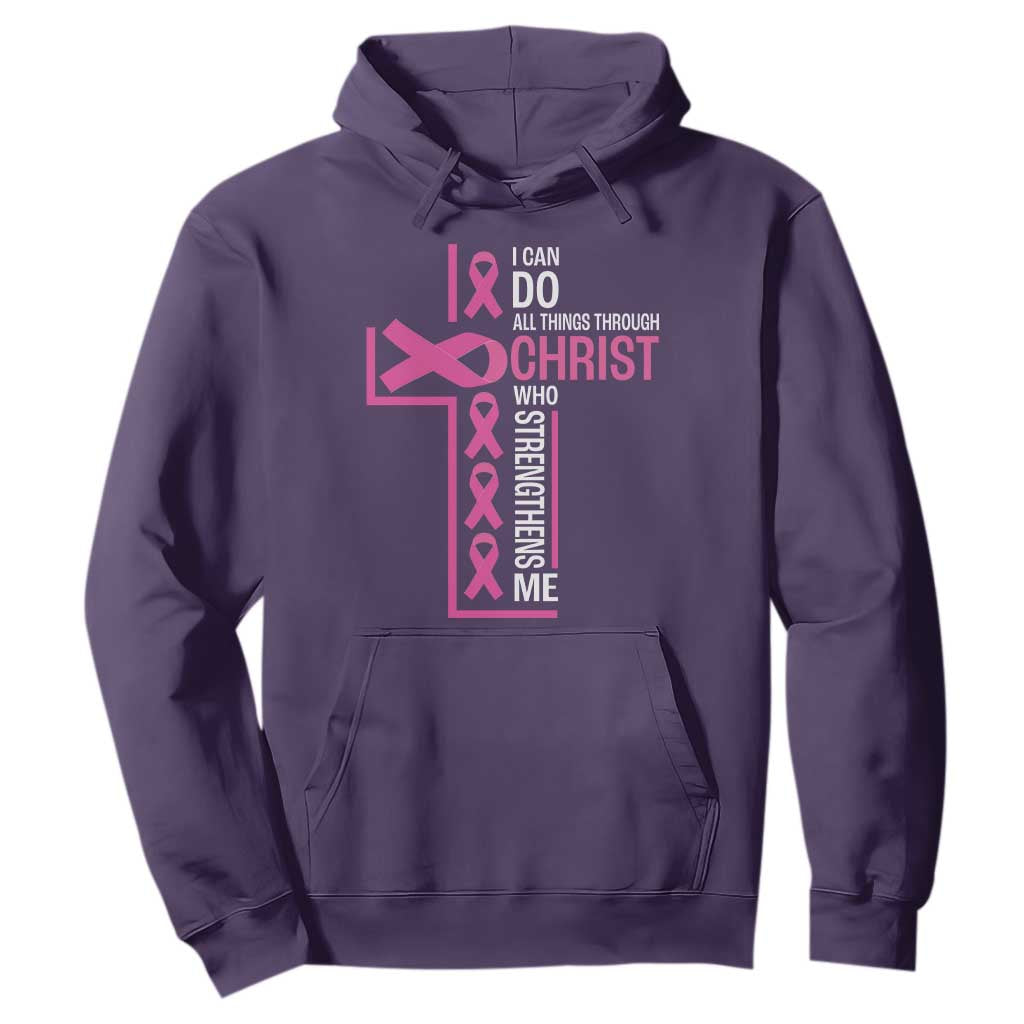 Breast Cancer Support Hoodie I Can Do All Things Through Christ Who Strengthens Me Pink Ribbon