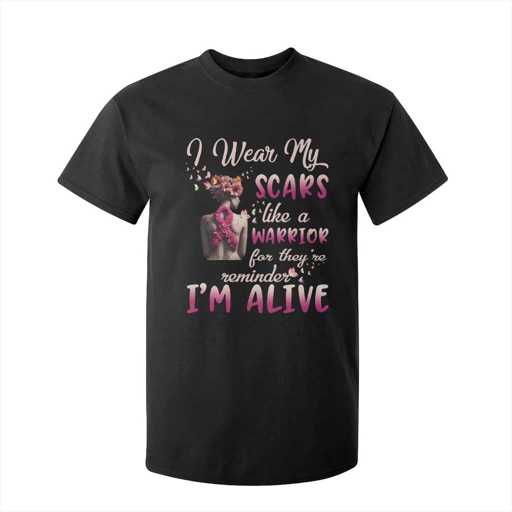 Inspirational Breast Cancer Support T Shirt For Kid Scars Like A Warrior Are A Reminder I’m Alive Butterfly Floral