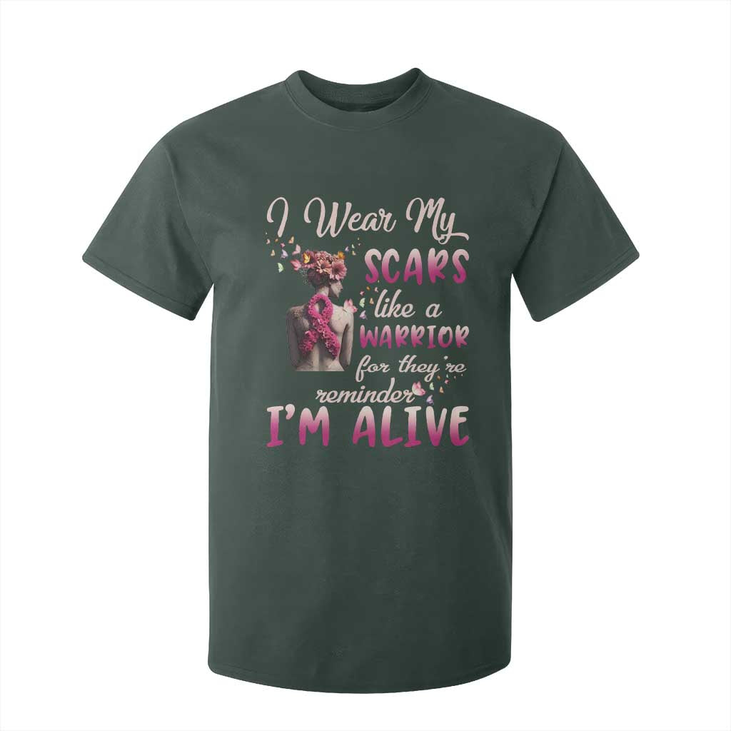 Inspirational Breast Cancer Support T Shirt For Kid Scars Like A Warrior Are A Reminder I’m Alive Butterfly Floral