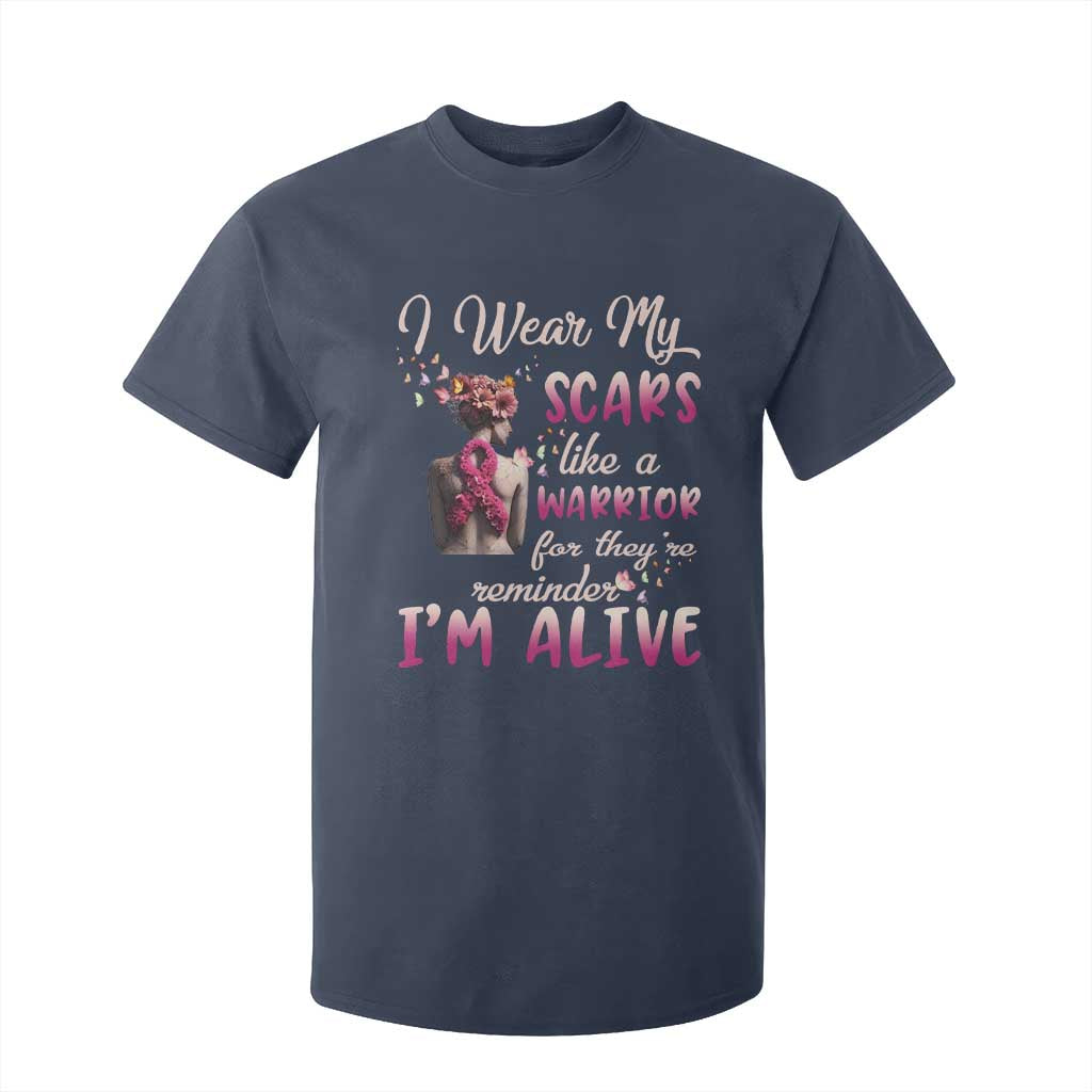 Inspirational Breast Cancer Support T Shirt For Kid Scars Like A Warrior Are A Reminder I’m Alive Butterfly Floral