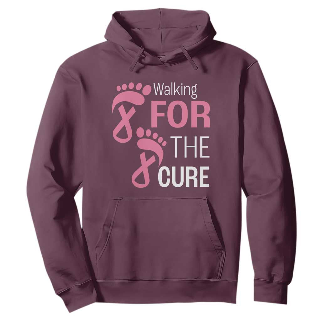 Breast Cancer Support Hoodie Walking For The Cure Pink Ribbon Footprints