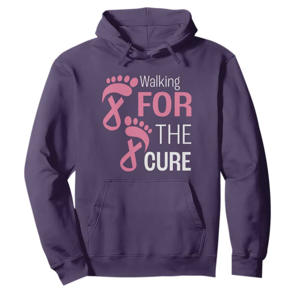 Breast Cancer Support Hoodie Walking For The Cure Pink Ribbon Footprints