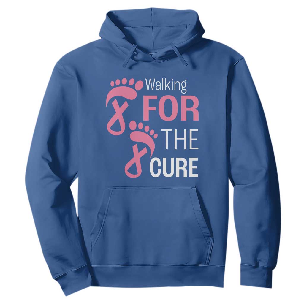 Breast Cancer Support Hoodie Walking For The Cure Pink Ribbon Footprints