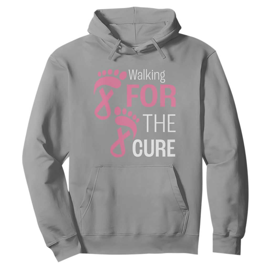 Breast Cancer Support Hoodie Walking For The Cure Pink Ribbon Footprints