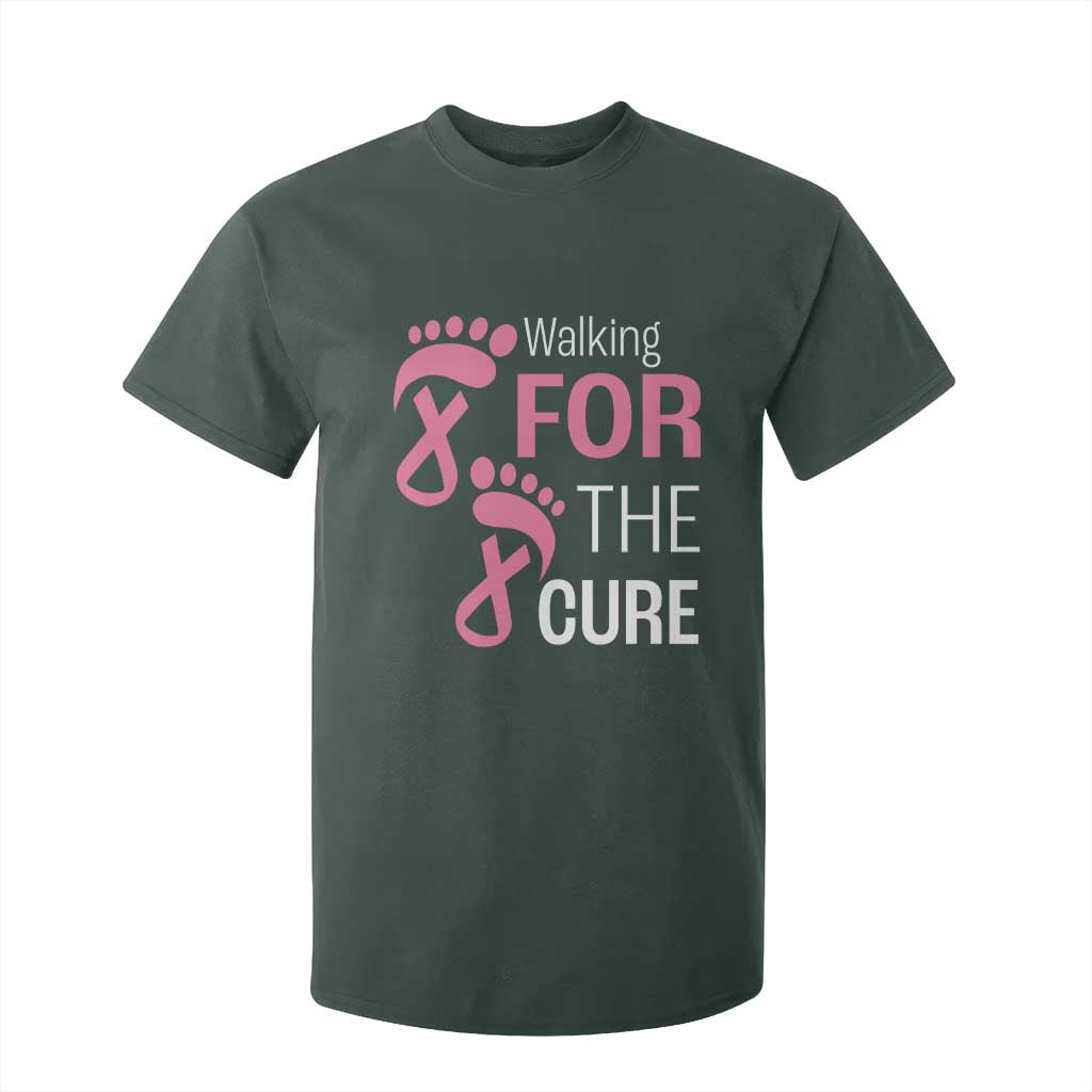 Breast Cancer Support T Shirt For Kid Walking For The Cure Pink Ribbon Footprints