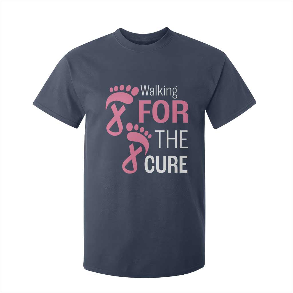 Breast Cancer Support T Shirt For Kid Walking For The Cure Pink Ribbon Footprints