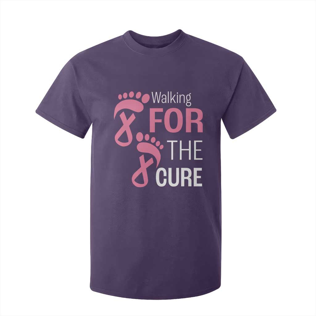 Breast Cancer Support T Shirt For Kid Walking For The Cure Pink Ribbon Footprints
