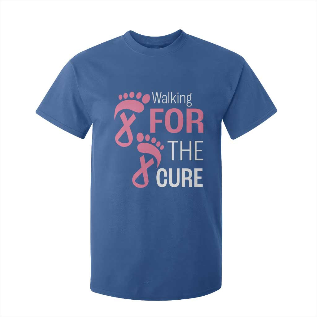 Breast Cancer Support T Shirt For Kid Walking For The Cure Pink Ribbon Footprints