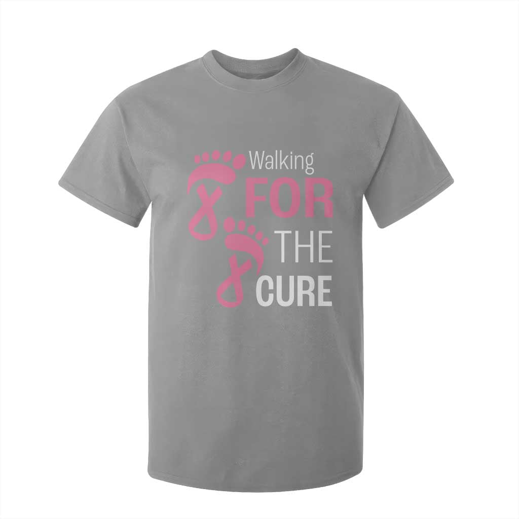 Breast Cancer Support T Shirt For Kid Walking For The Cure Pink Ribbon Footprints
