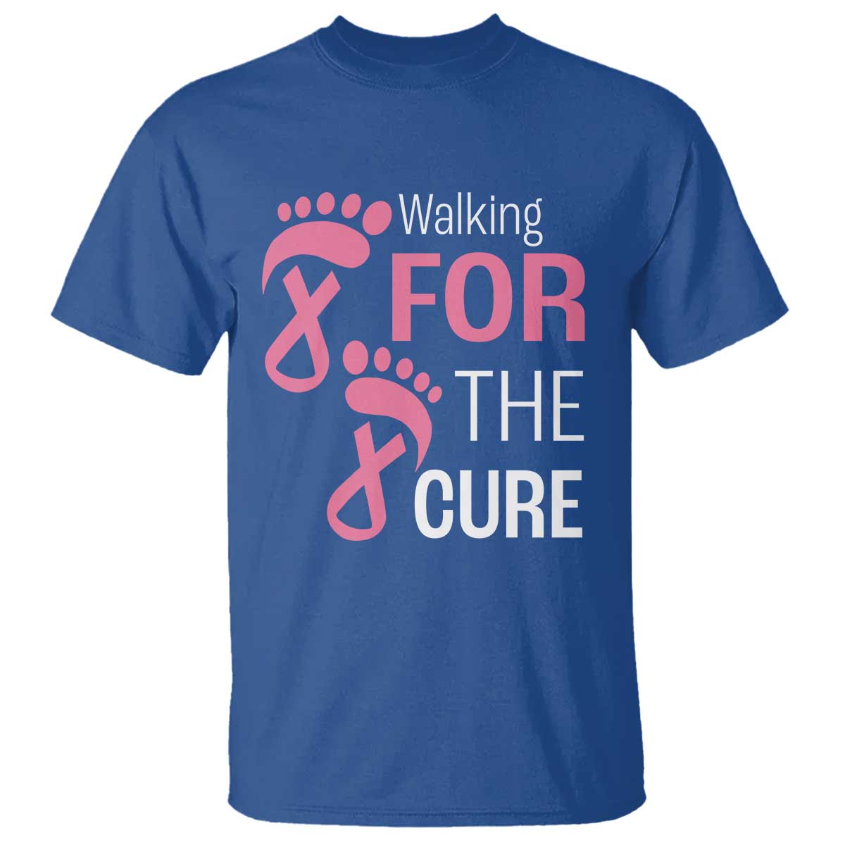 Breast Cancer Support T Shirt Walking For The Cure Pink Ribbon Footprints