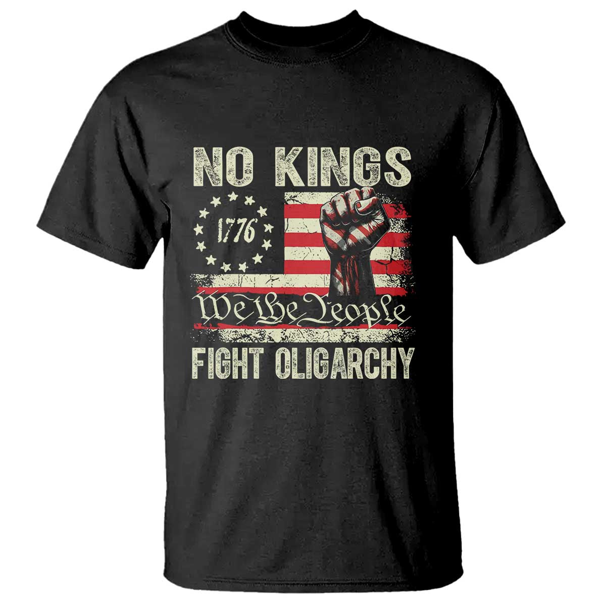 funny-no-kings-fight-oligarchy-t-shirt-betsy-ross-flag-hand-fist