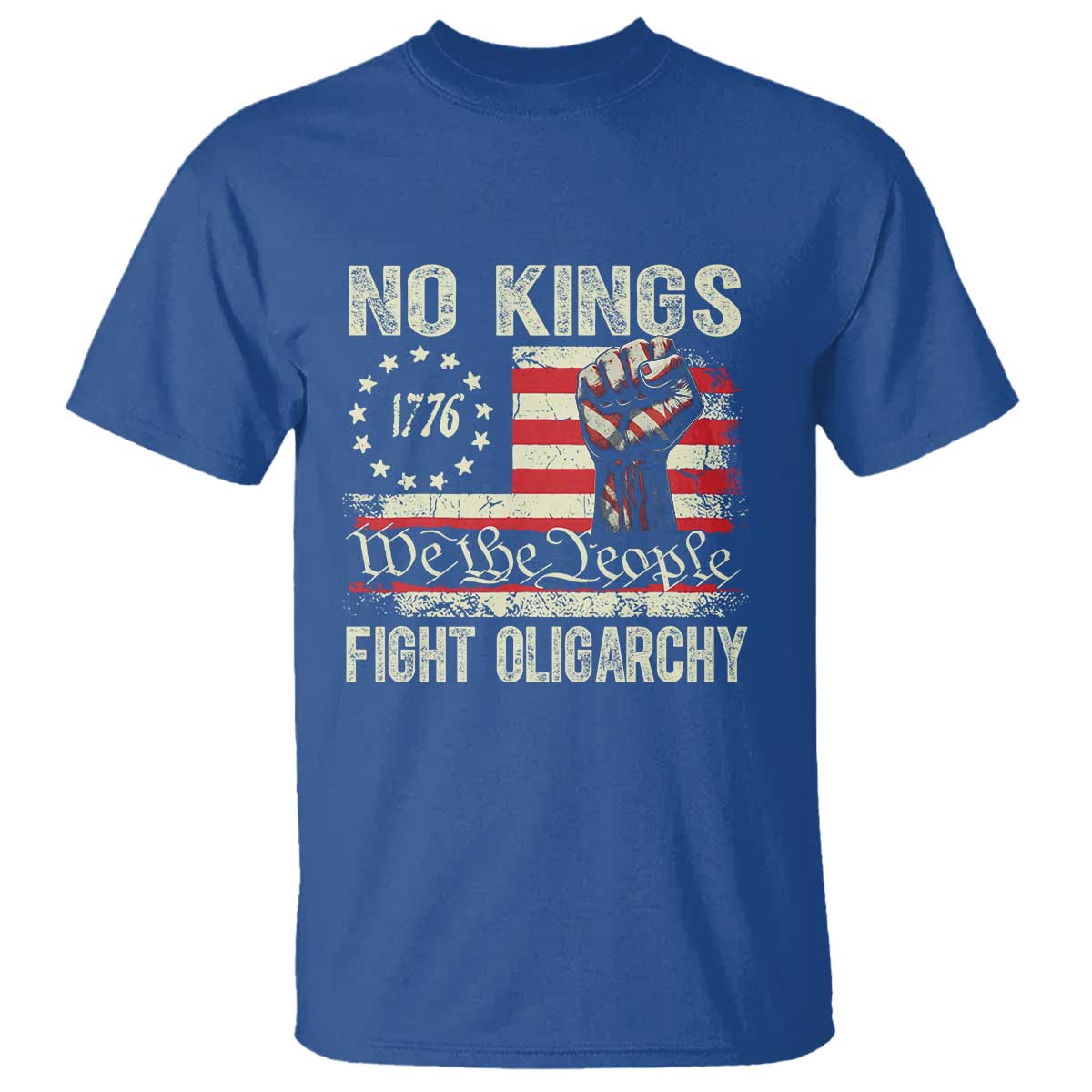 funny-no-kings-fight-oligarchy-t-shirt-betsy-ross-flag-hand-fist