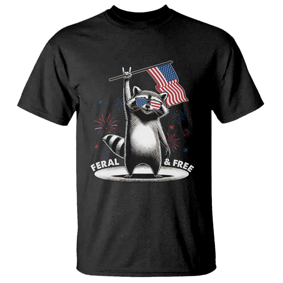 funny-feral-and-free-t-shirt-4th-of-july-patriotic-raccoon-with-american-flag-fireworks