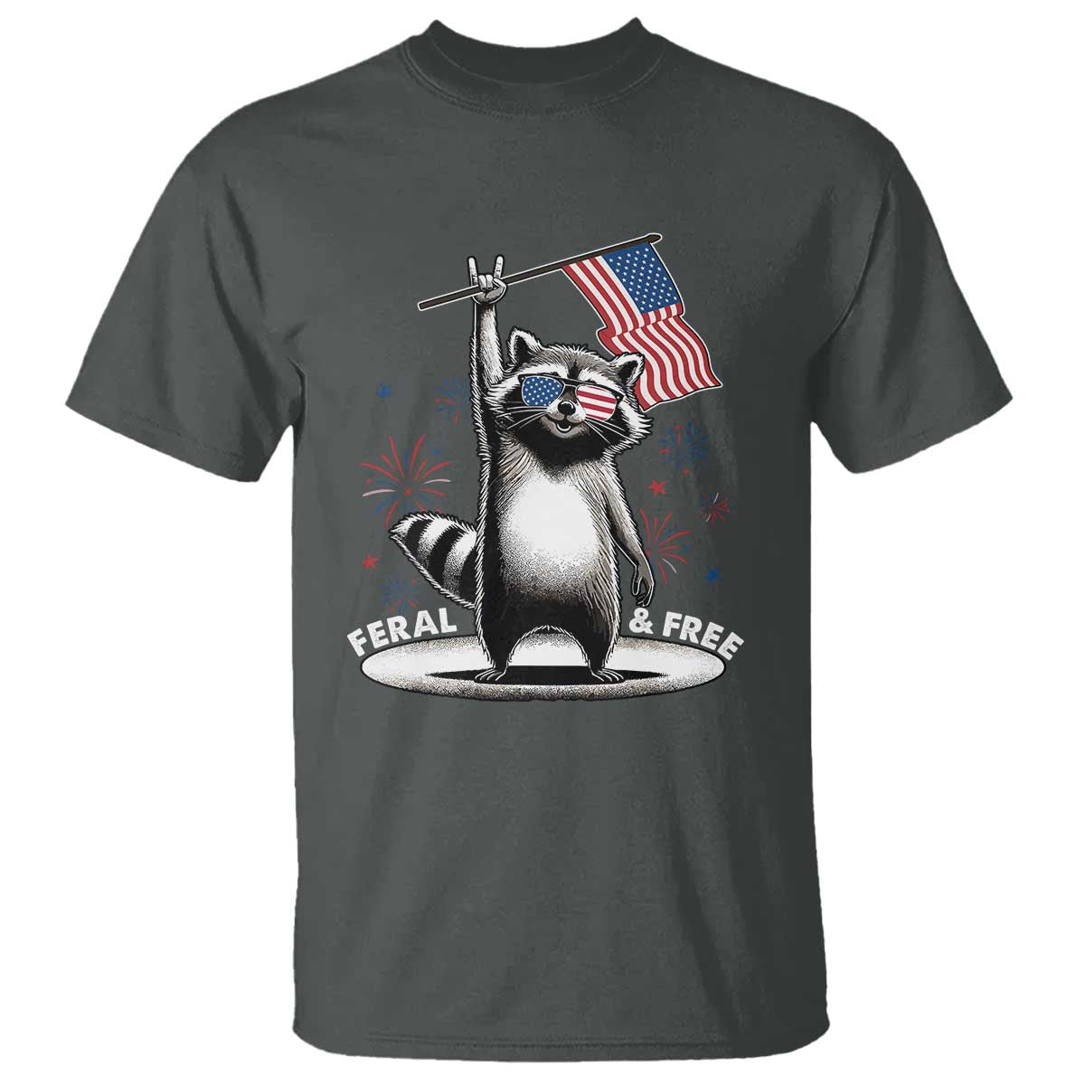 funny-feral-and-free-t-shirt-4th-of-july-patriotic-raccoon-with-american-flag-fireworks