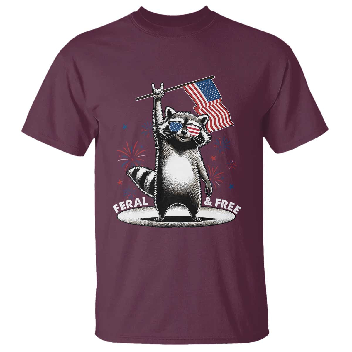 funny-feral-and-free-t-shirt-4th-of-july-patriotic-raccoon-with-american-flag-fireworks