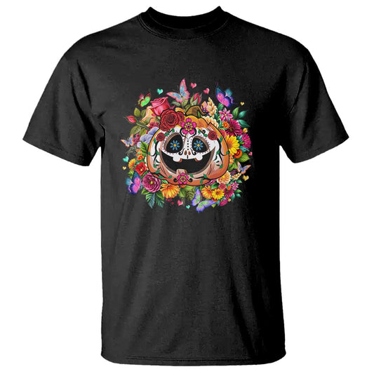 day-of-the-dead-t-shirt-pumpkin-sugar-skull-halloween-flowers
