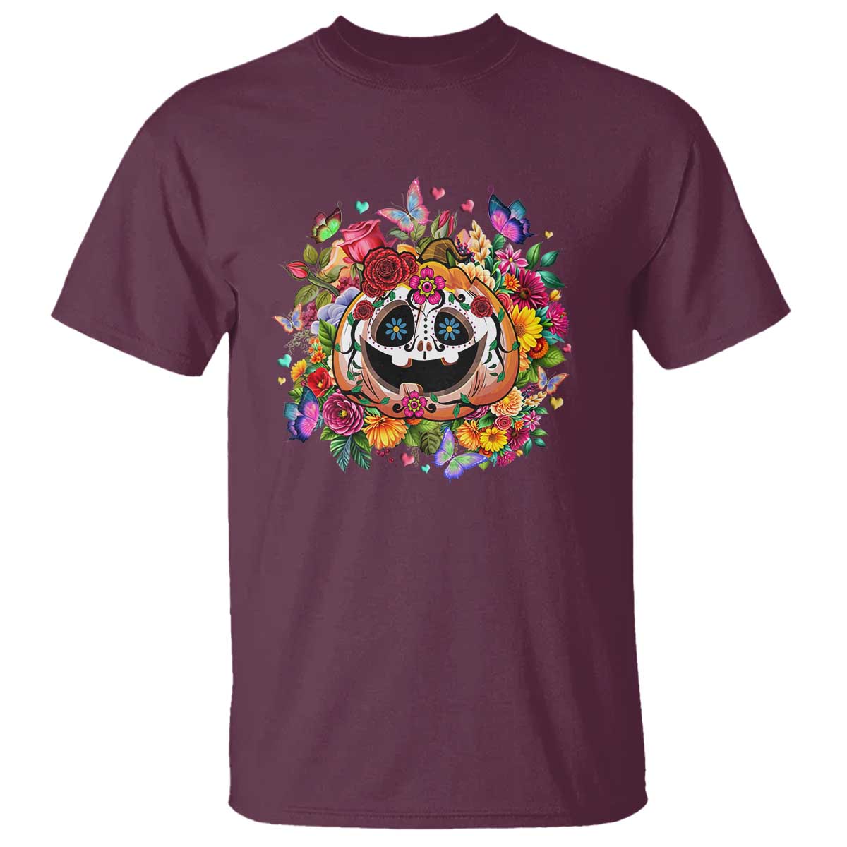 day-of-the-dead-t-shirt-pumpkin-sugar-skull-halloween-flowers