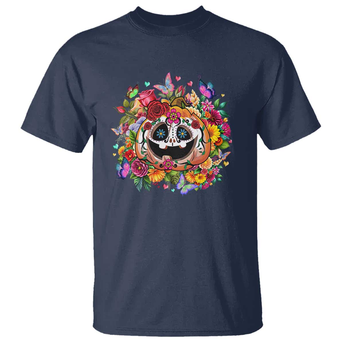 day-of-the-dead-t-shirt-pumpkin-sugar-skull-halloween-flowers