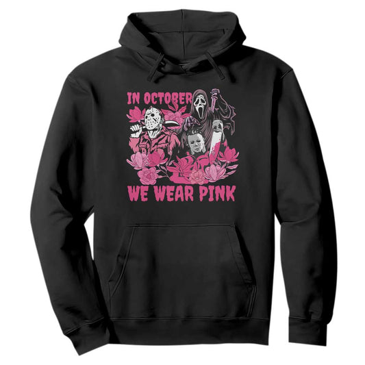 Breast Cancer Support Murderers Hoodie In October We Wear Pink Vintage Flower