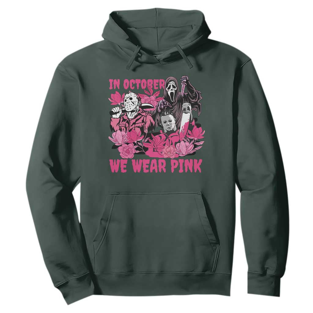Breast Cancer Support Murderers Hoodie In October We Wear Pink Vintage Flower