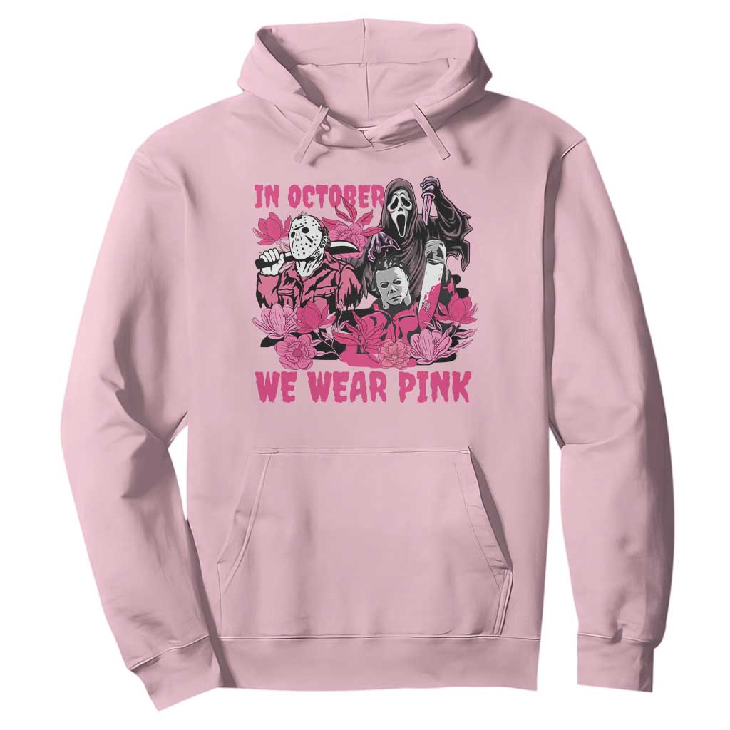 Breast Cancer Support Murderers Hoodie In October We Wear Pink Vintage Flower