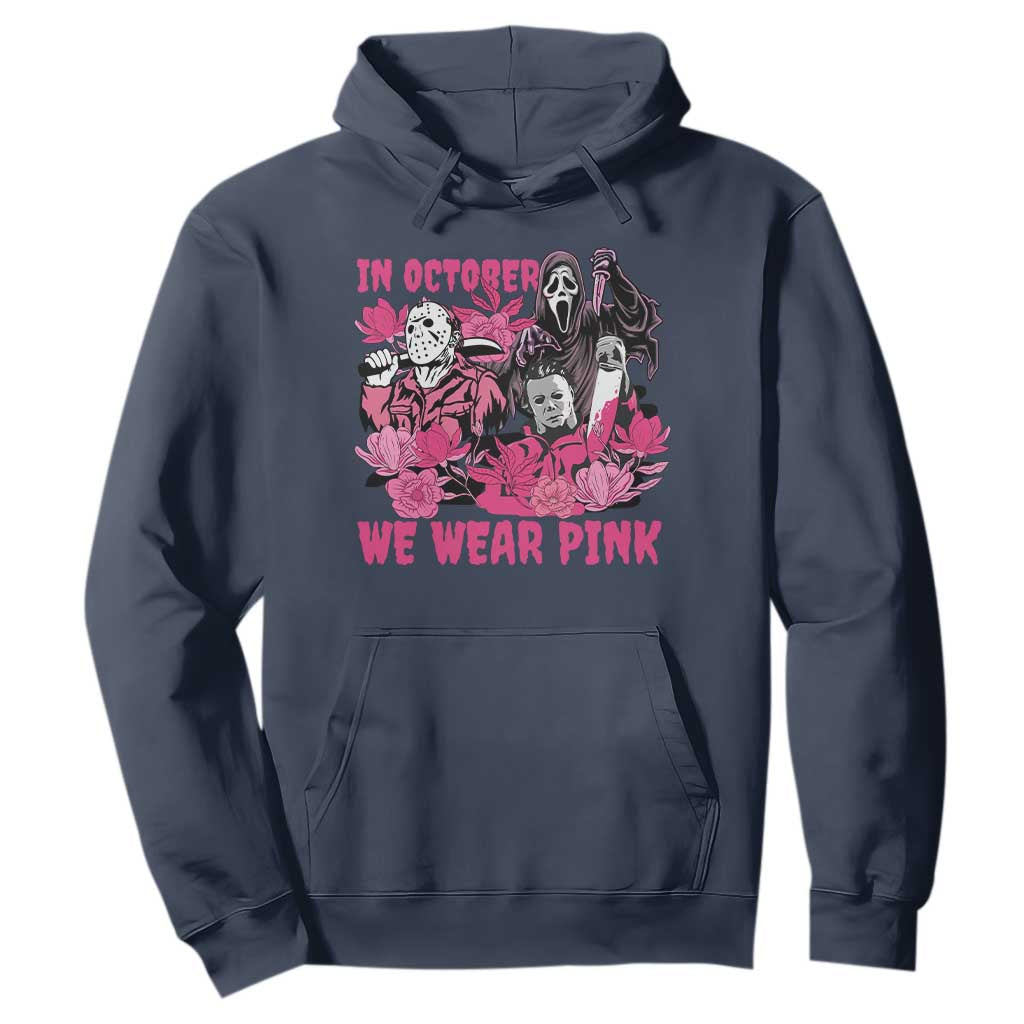 Breast Cancer Support Murderers Hoodie In October We Wear Pink Vintage Flower