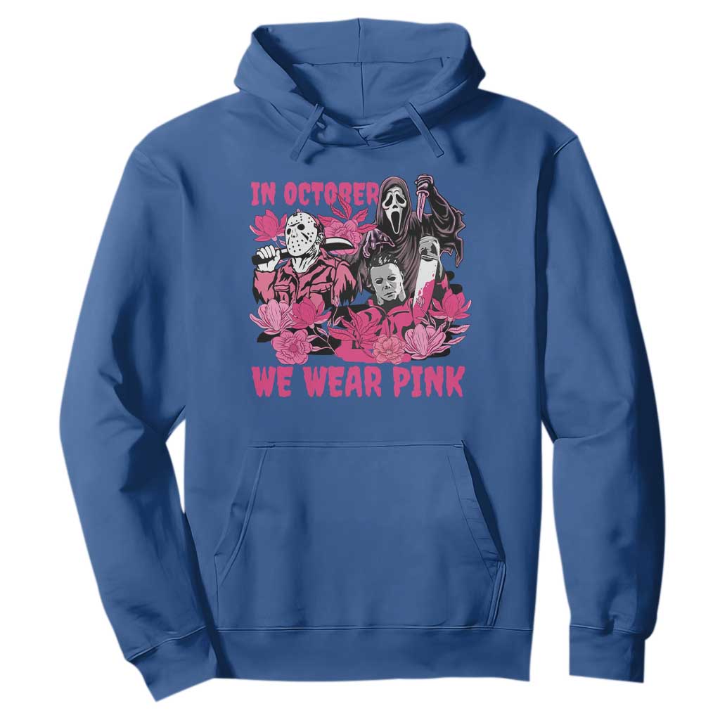 Breast Cancer Support Murderers Hoodie In October We Wear Pink Vintage Flower