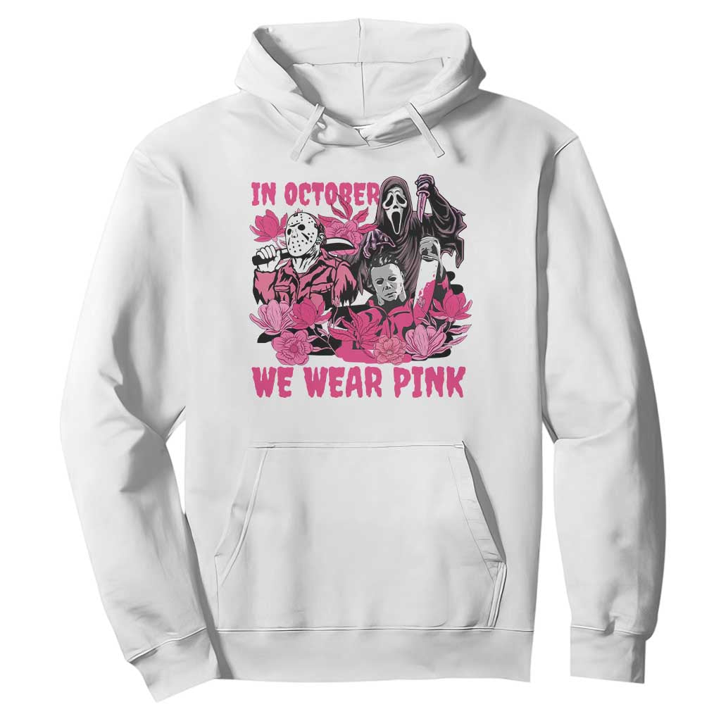 Breast Cancer Support Murderers Hoodie In October We Wear Pink Vintage Flower