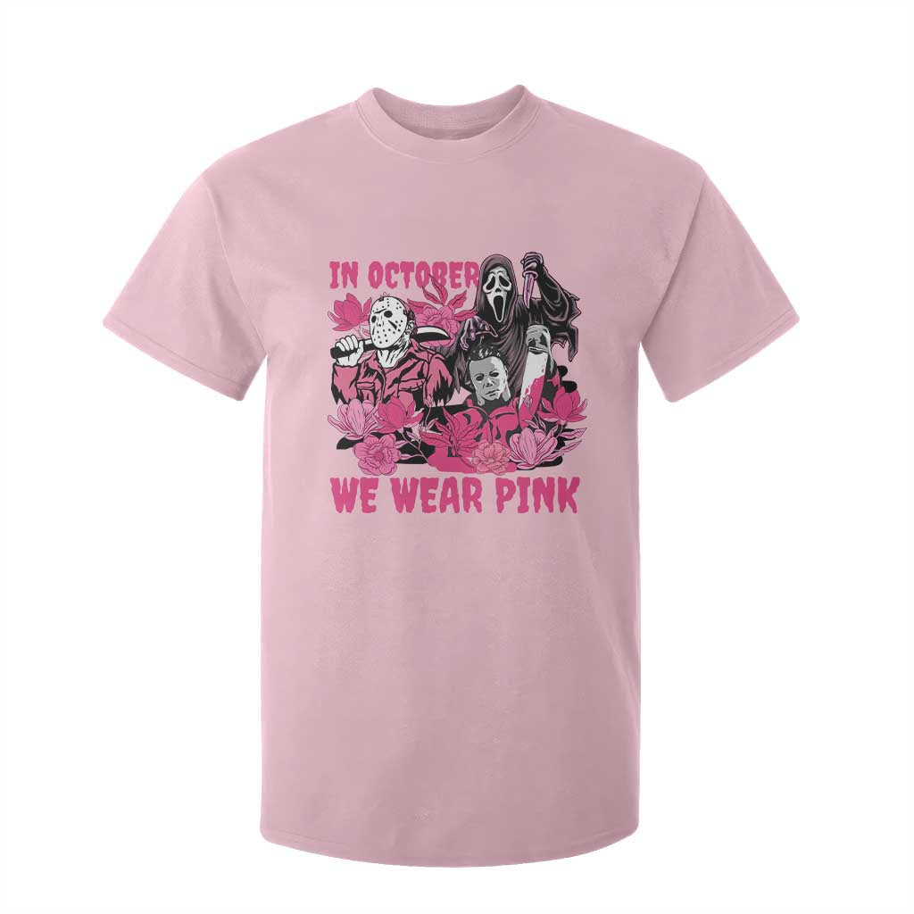 Breast Cancer Support Murderers T Shirt For Kid In October We Wear Pink Vintage Flower