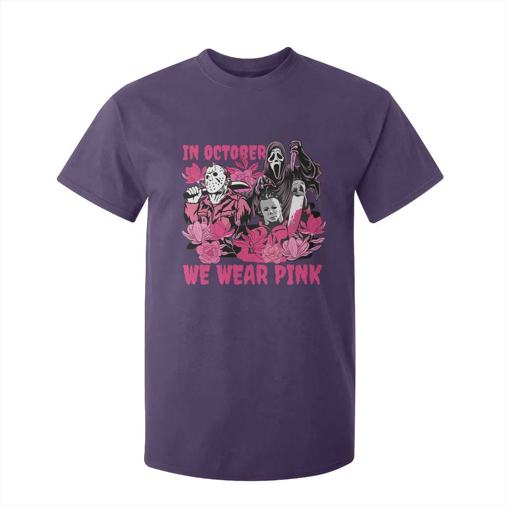 Breast Cancer Support Murderers T Shirt For Kid In October We Wear Pink Vintage Flower