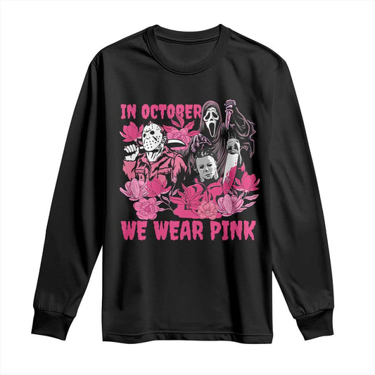 Breast Cancer Support Murderers Long Sleeve Shirt In October We Wear Pink Vintage Flower