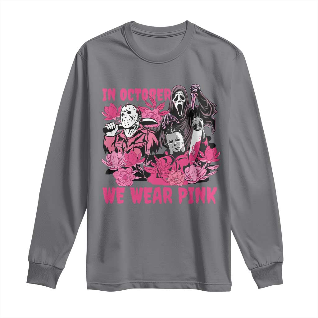 Breast Cancer Support Murderers Long Sleeve Shirt In October We Wear Pink Vintage Flower