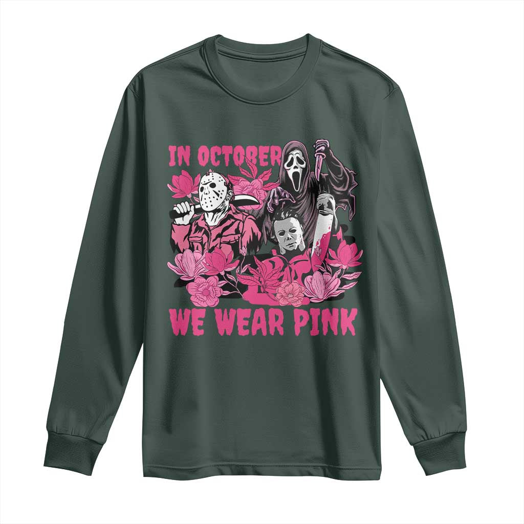 Breast Cancer Support Murderers Long Sleeve Shirt In October We Wear Pink Vintage Flower