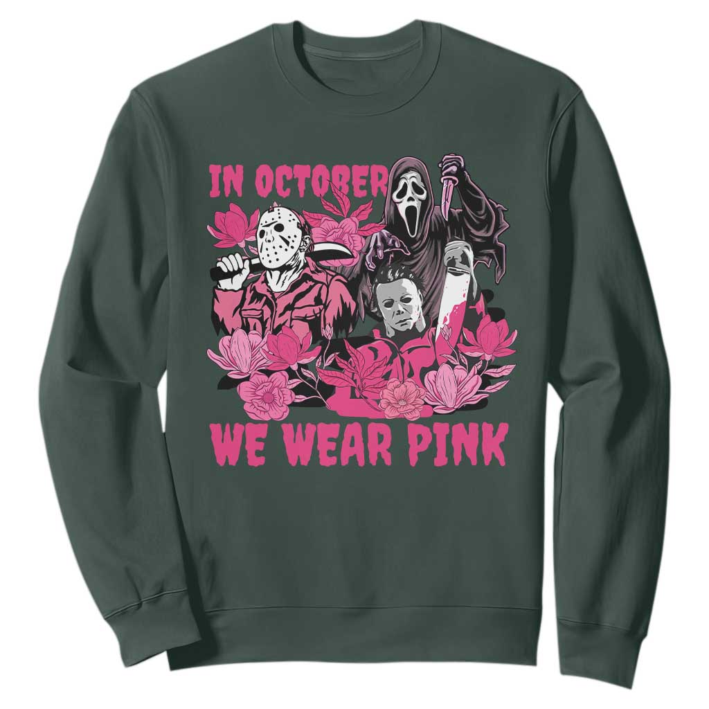Breast Cancer Support Murderers Sweatshirt In October We Wear Pink Vintage Flower