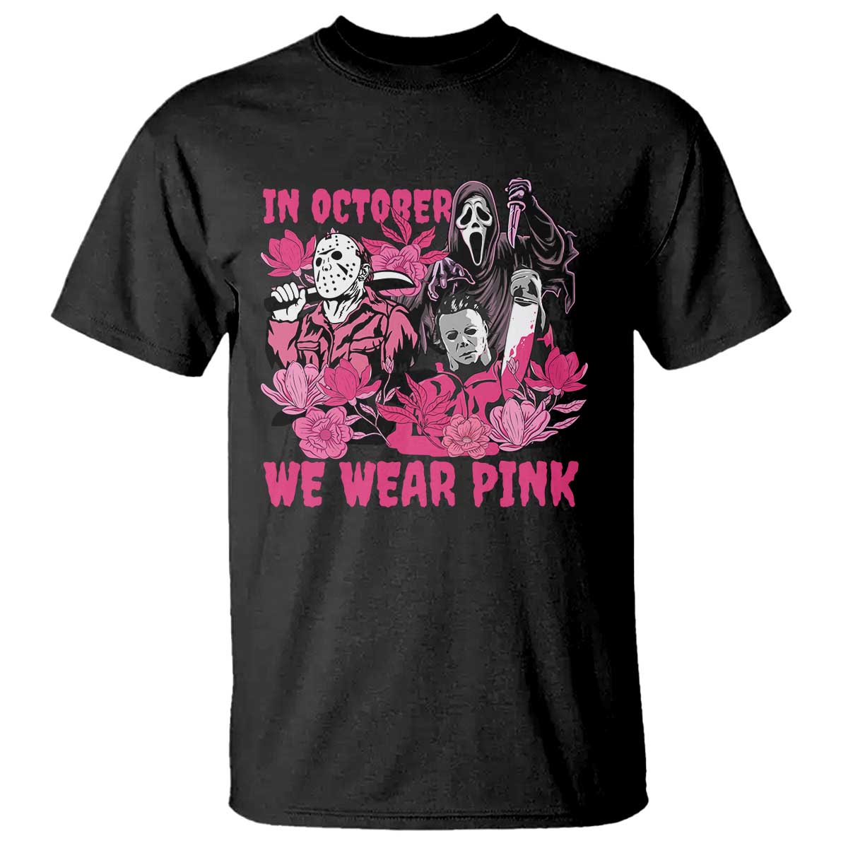 Breast Cancer Support Murderers T Shirt In October We Wear Pink Vintage Flower