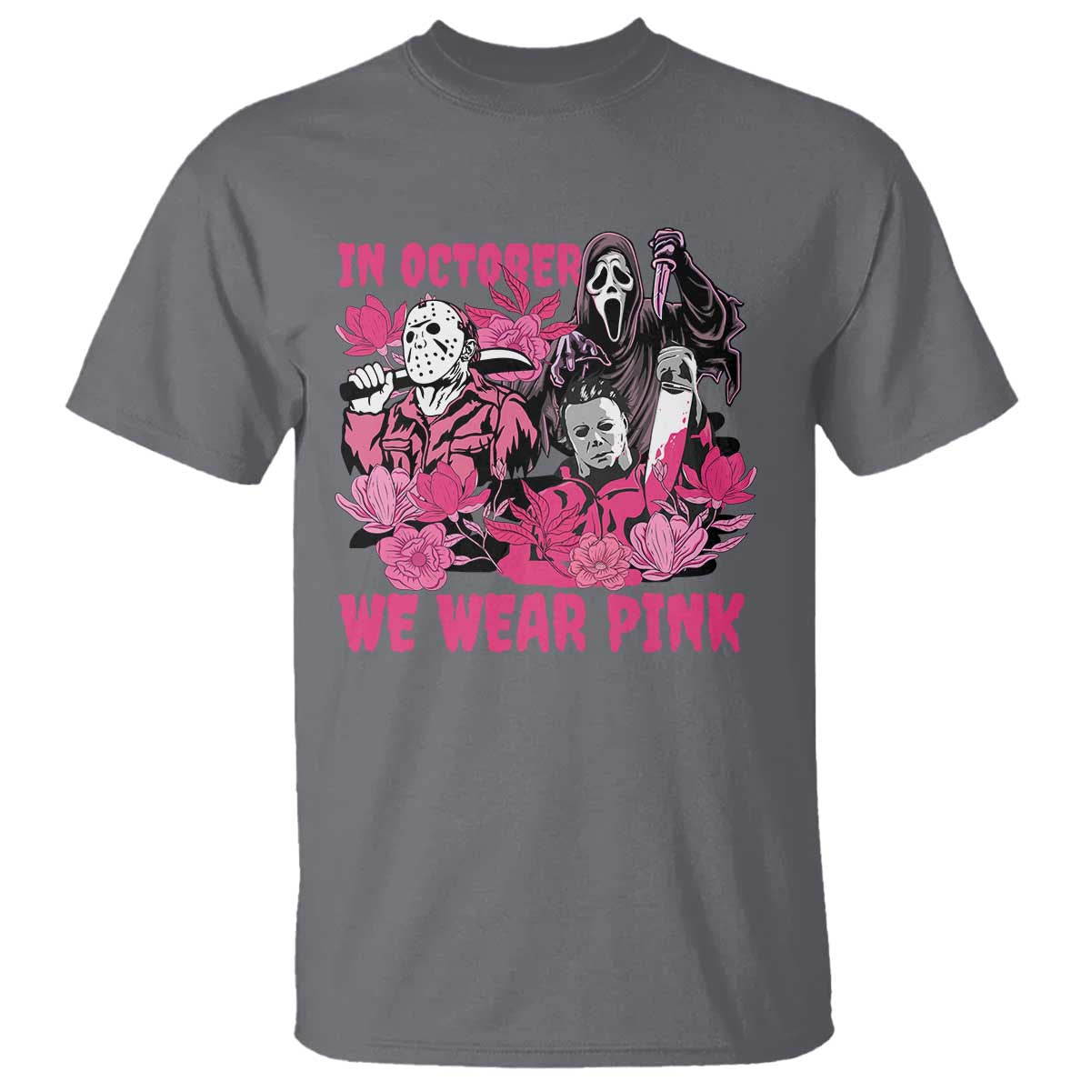 Breast Cancer Support Murderers T Shirt In October We Wear Pink Vintage Flower